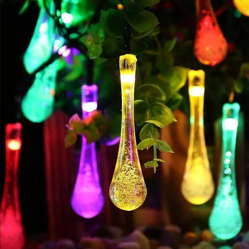 Solar-powered dew drop string lights for garden, waterproof LED decorative lighting for outdoor areas | Noxord