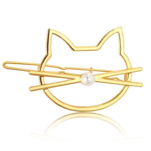Whiskered Cat Pearl Hair Clip | Kalsten