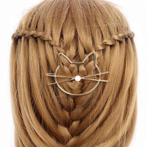 Whiskered Cat Pearl Hair Clip | Kalsten