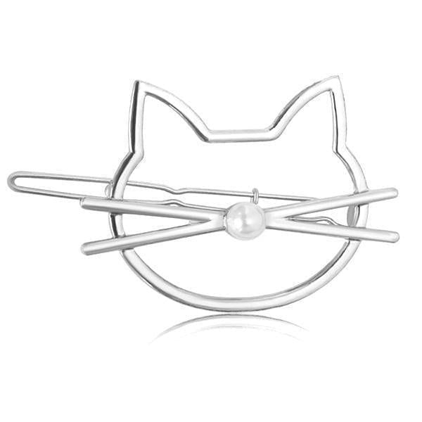 Whiskered Cat Pearl Hair Clip | Kalsten