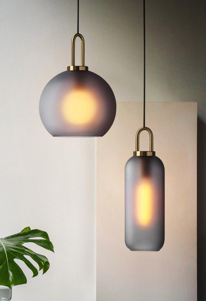 Pendant Light Glass Metal 11.8 in Hanging Living Room Bedroom Ceiling Adjustable Modern Minimalist Lighting Fixture | Kalsten