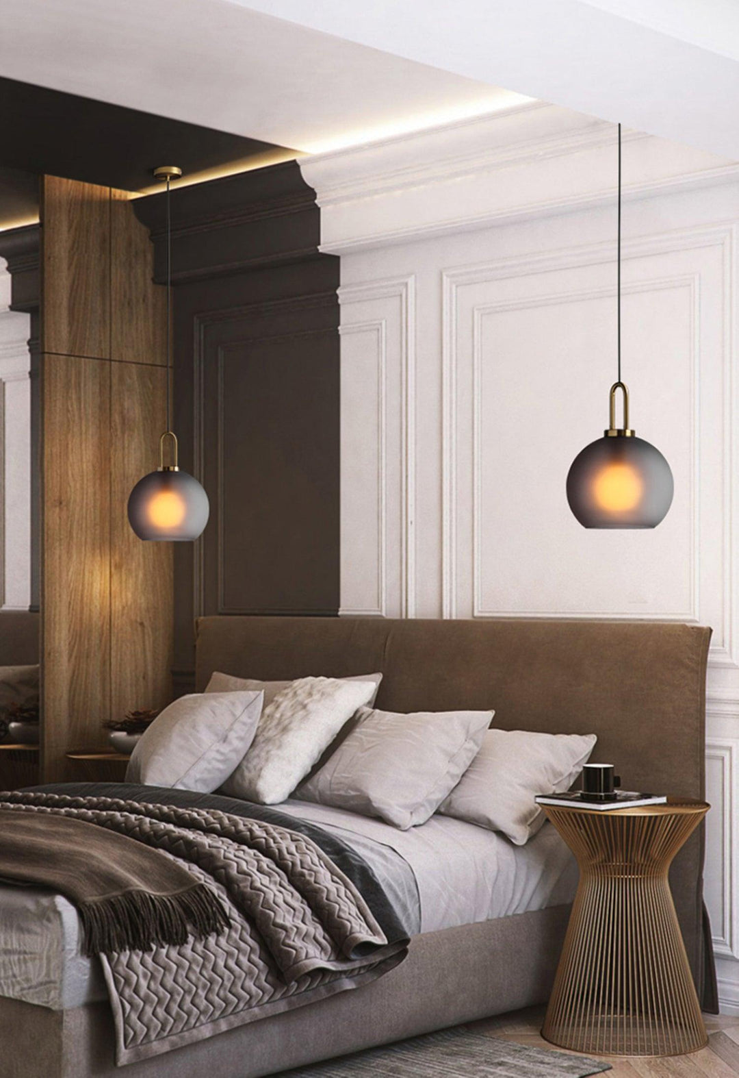 Pendant Light Glass Metal 11.8 in Hanging Living Room Bedroom Ceiling Adjustable Modern Minimalist Lighting Fixture | Kalsten