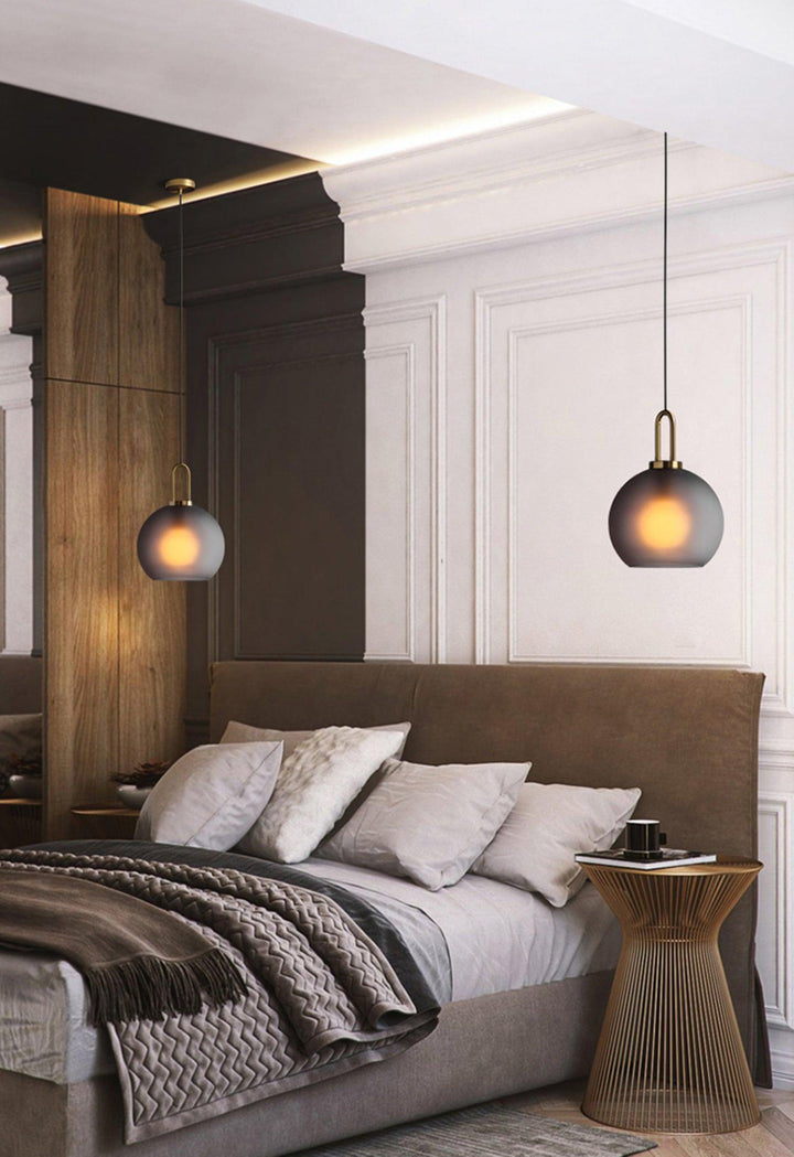 Pendant Light Glass Metal 11.8 in Hanging Living Room Bedroom Ceiling Adjustable Modern Minimalist Lighting Fixture | Kalsten
