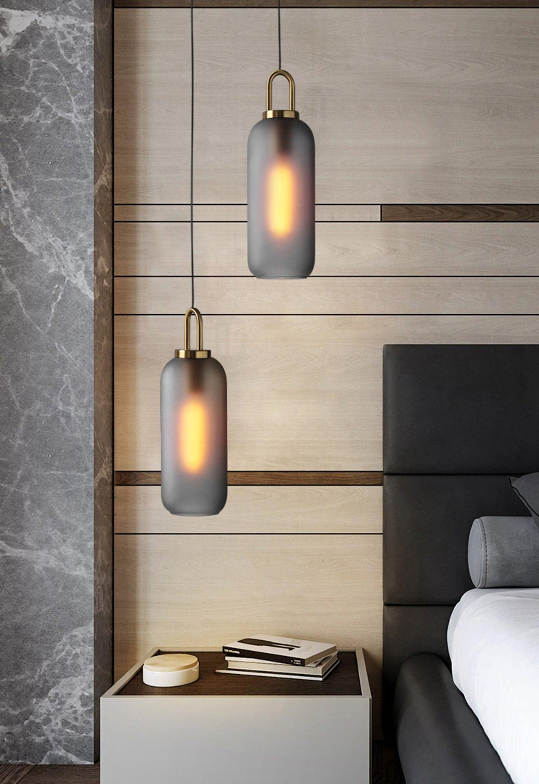 Pendant Light Glass Metal 11.8 in Hanging Living Room Bedroom Ceiling Adjustable Modern Minimalist Lighting Fixture | Kalsten