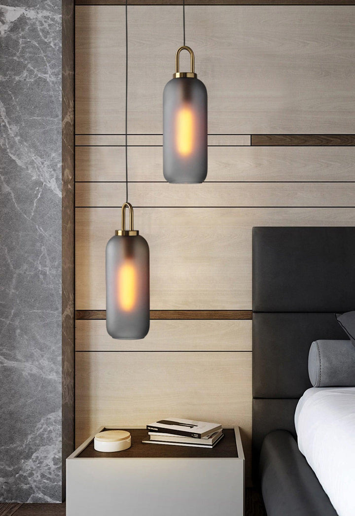 Pendant Light Glass Metal 11.8 in Hanging Living Room Bedroom Ceiling Adjustable Modern Minimalist Lighting Fixture | Kalsten