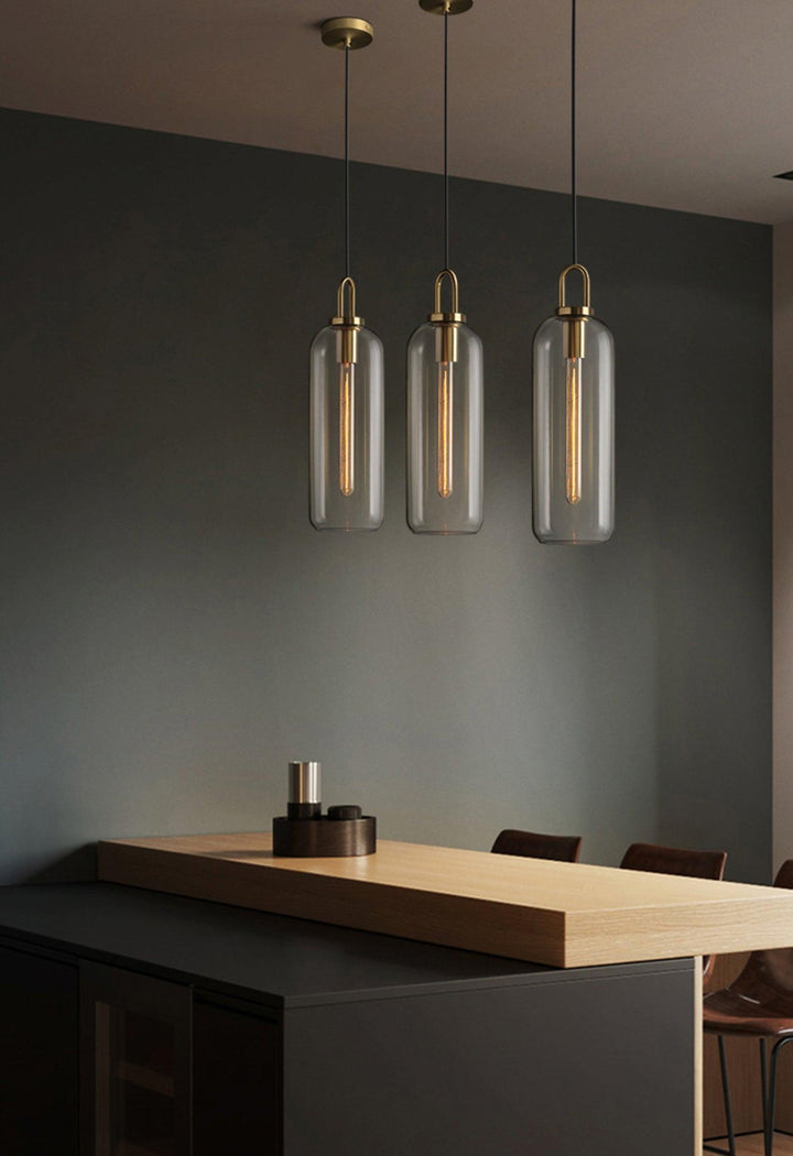 Pendant Light Glass Metal 11.8 in Hanging Living Room Bedroom Ceiling Adjustable Modern Minimalist Lighting Fixture | Kalsten