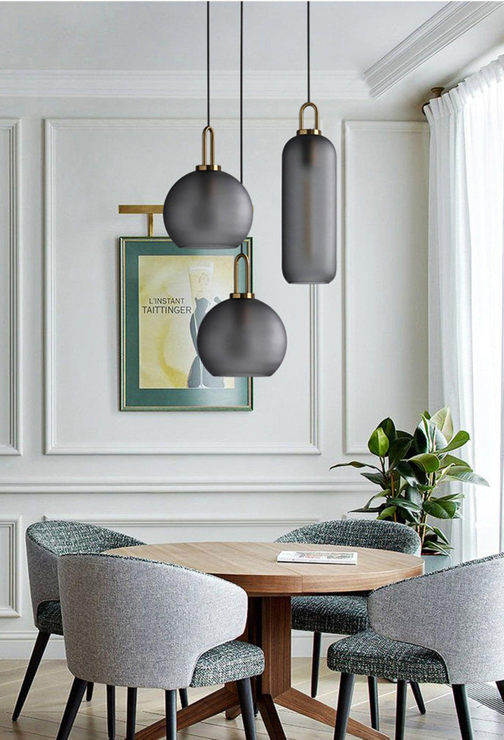 Pendant Light Glass Metal 11.8 in Hanging Living Room Bedroom Ceiling Adjustable Modern Minimalist Lighting Fixture | Kalsten