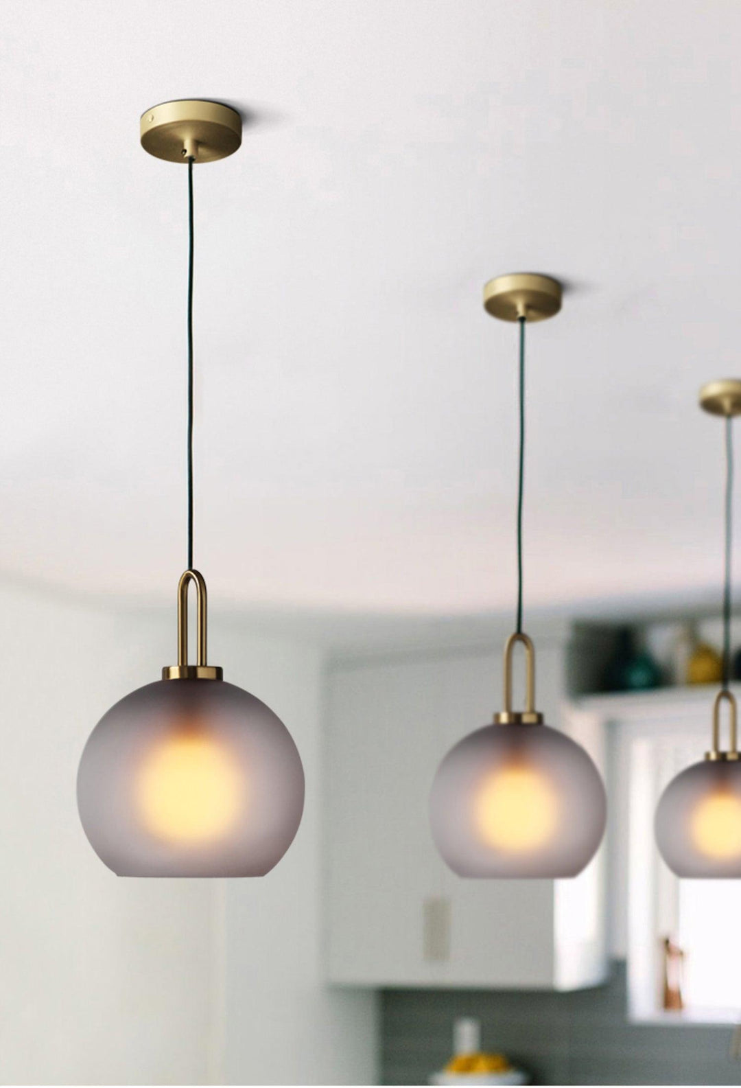 Pendant Light Glass Metal 11.8 in Hanging Living Room Bedroom Ceiling Adjustable Modern Minimalist Lighting Fixture | Kalsten