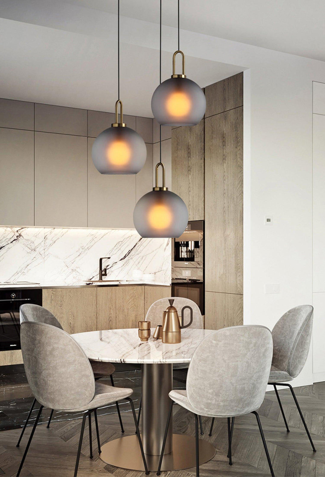 Pendant Light Glass Metal 11.8 in Hanging Living Room Bedroom Ceiling Adjustable Modern Minimalist Lighting Fixture | Kalsten