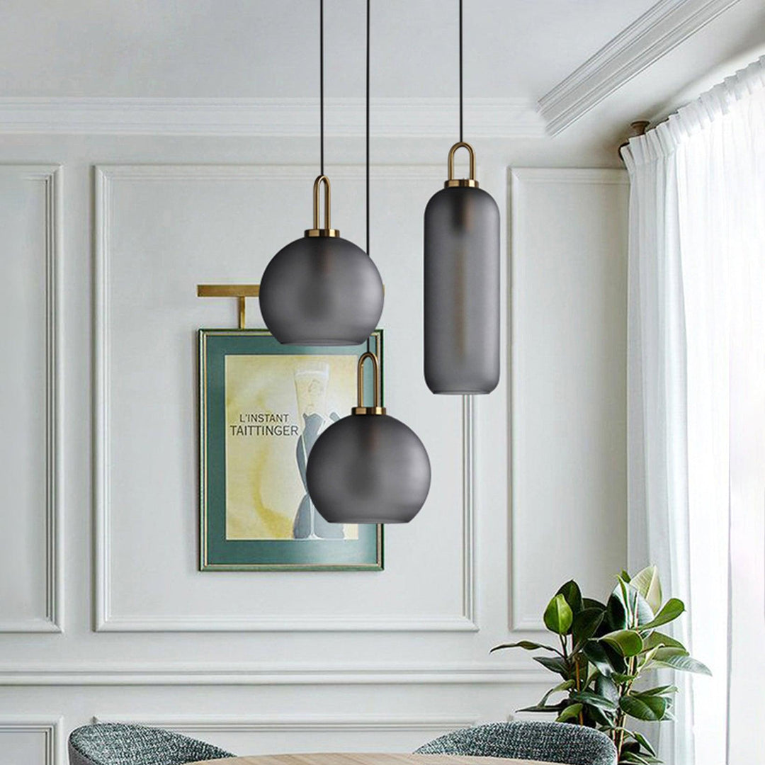 Pendant Light Glass Metal 11.8 in Hanging Living Room Bedroom Ceiling Adjustable Modern Minimalist Lighting Fixture | Kalsten