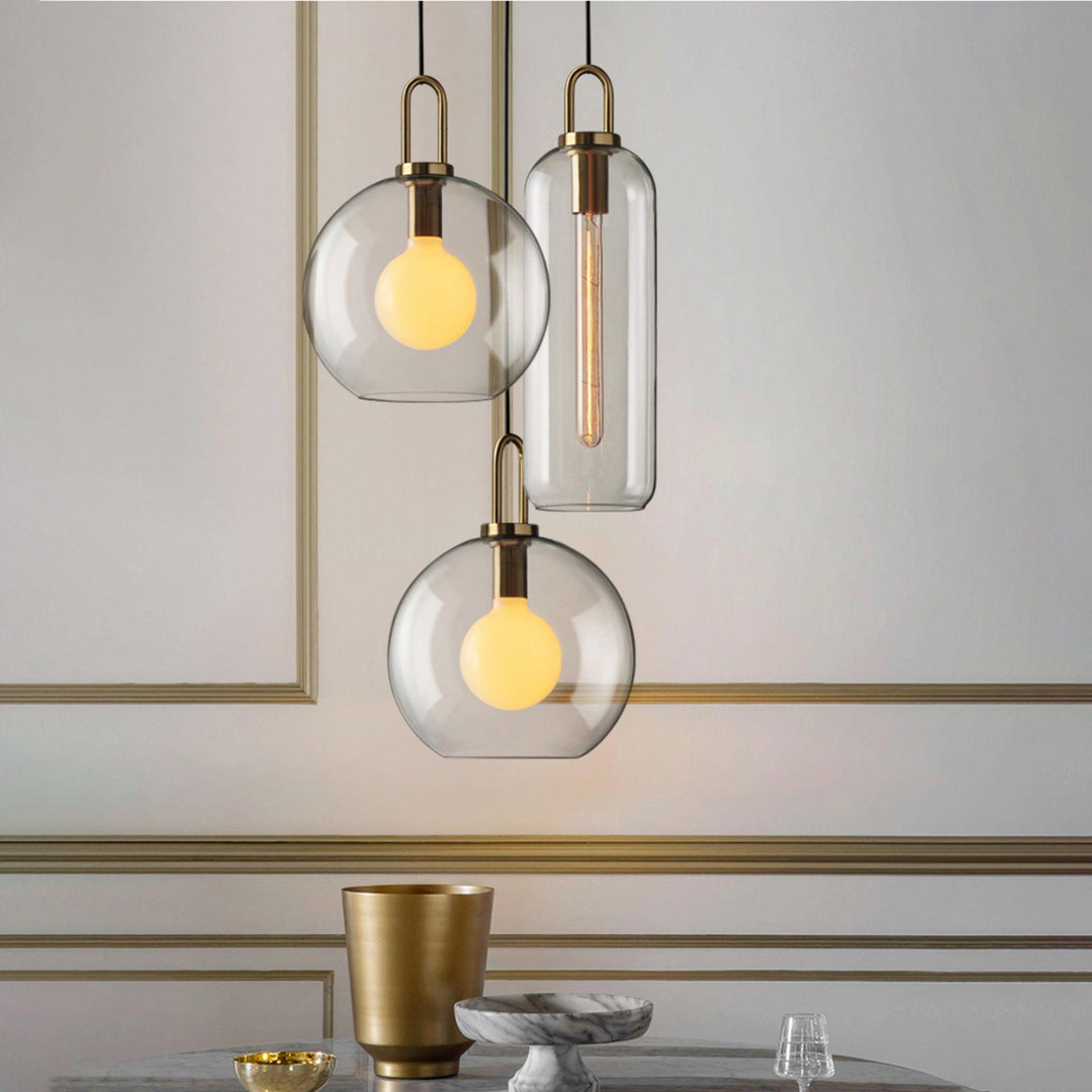 Pendant Light Glass Metal 11.8 in Hanging Living Room Bedroom Ceiling Adjustable Modern Minimalist Lighting Fixture | Kalsten