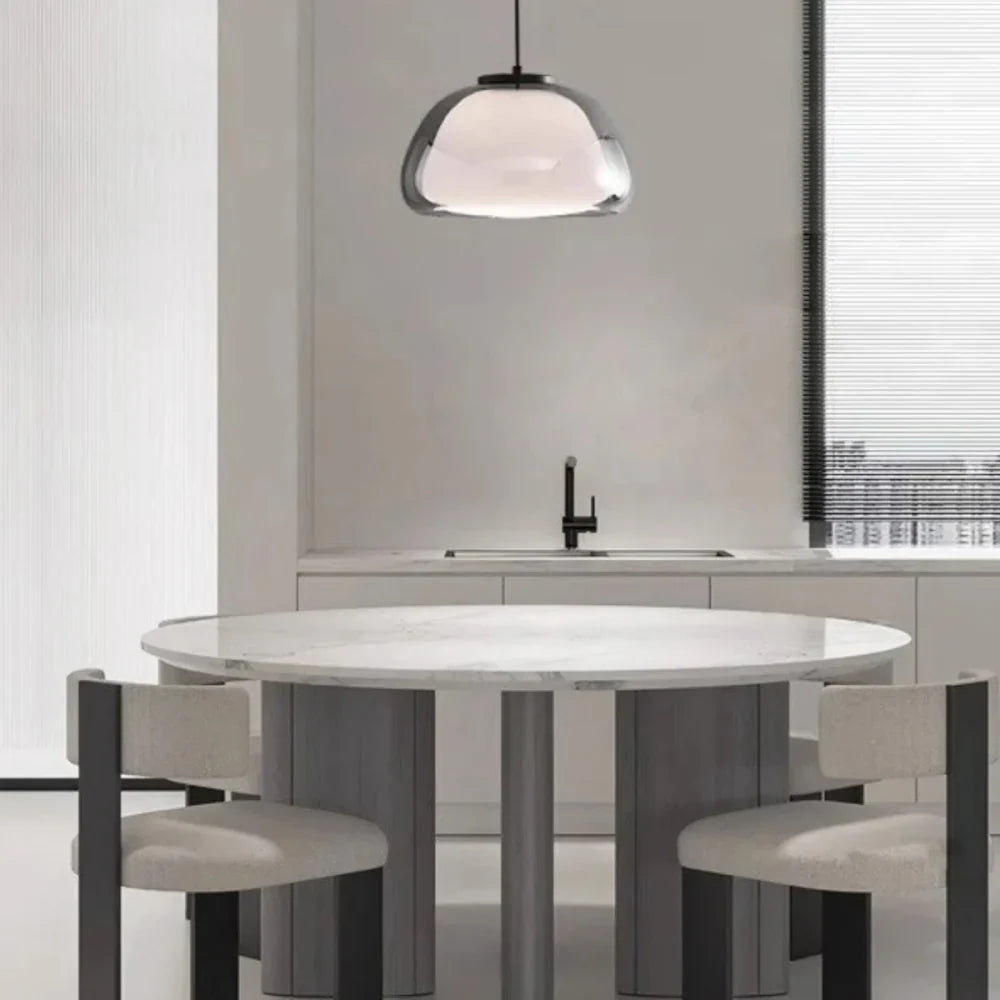 Pendant Light Glass Dome 9.8 in Adjustable Kitchen Dining Room Hanging Fixture Modern Multi-Light Setup | Kalsten