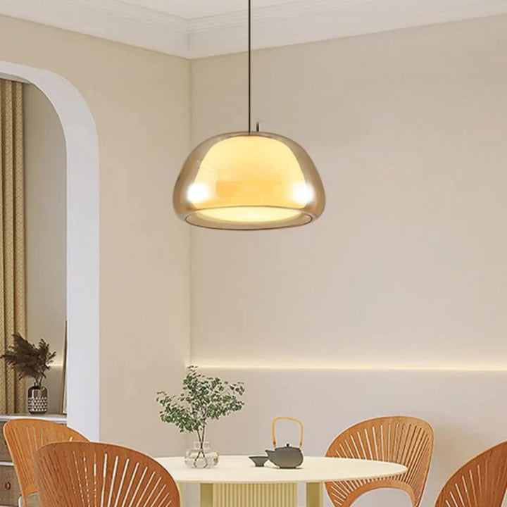 Pendant Light Glass Dome 9.8 in Adjustable Kitchen Dining Room Hanging Fixture Modern Multi-Light Setup | Kalsten