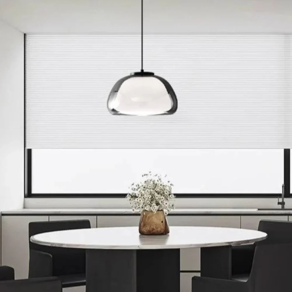 Pendant Light Glass Dome 9.8 in Adjustable Kitchen Dining Room Hanging Fixture Modern Multi-Light Setup | Kalsten