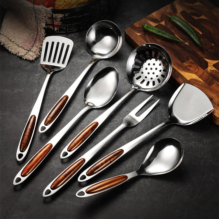 Kalsten | Stainless Steel Kitchen Utensil Set with Wooden Handles – Ergonomic and Stylish