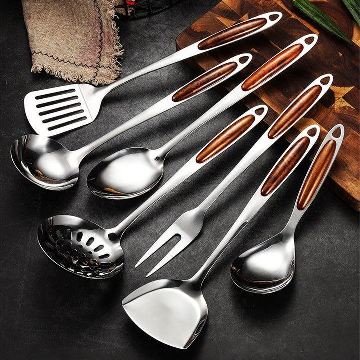 Kalsten | Stainless Steel Kitchen Utensil Set with Wooden Handles – Ergonomic and Stylish