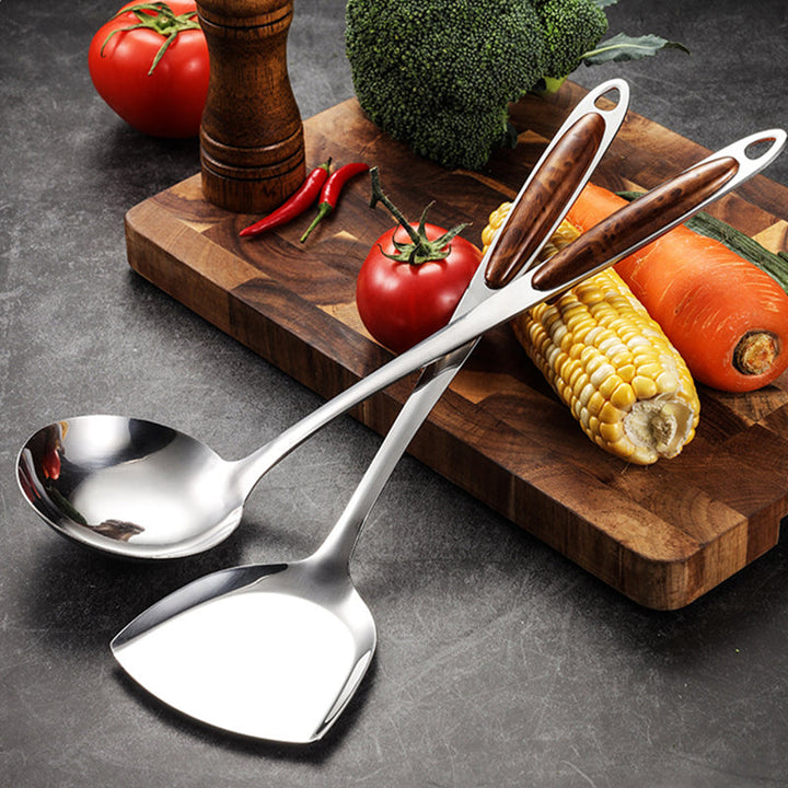 Kalsten | Stainless Steel Kitchen Utensil Set with Wooden Handles – Ergonomic and Stylish