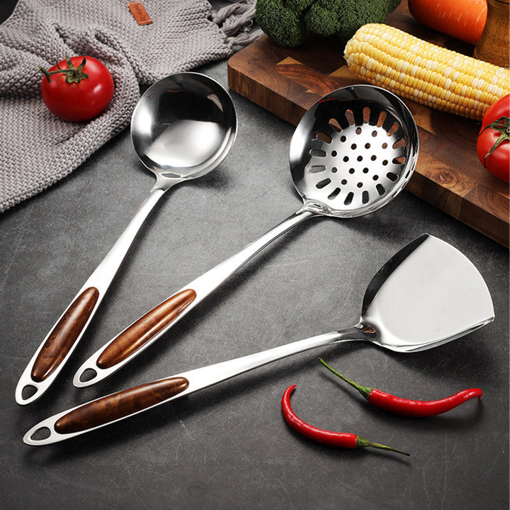 Kalsten | Stainless Steel Kitchen Utensil Set with Wooden Handles – Ergonomic and Stylish