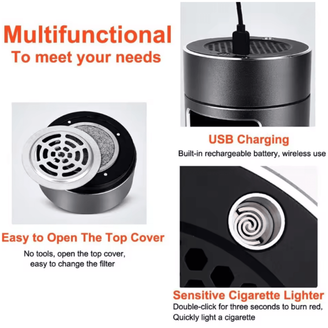 Kalsten | AEROCLEAN – Smart Smokeless Ashtray with Rechargeable Battery and HEPA Filter
