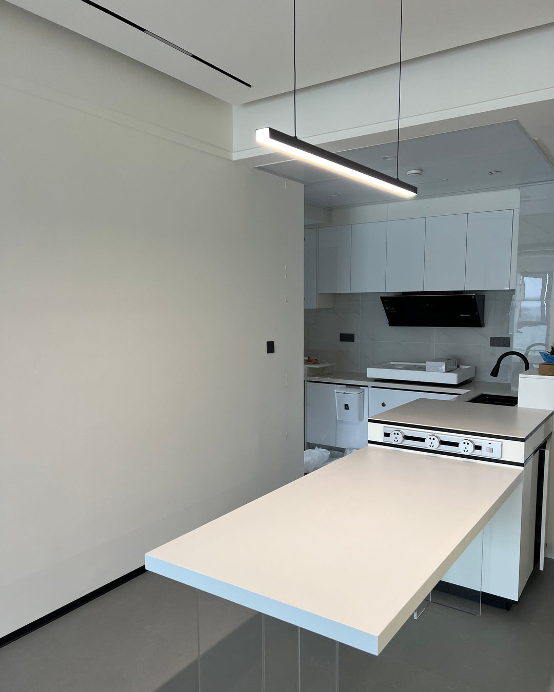 Linear Pendant Light Metal 39 in Adjustable Kitchen Island LED Warm White 3000K-6000K Modern Dining Room Hanging Lamp | Kalsten