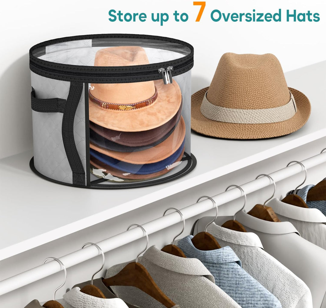 Large Clear Hat Storage Case – Wide-Brim Hat Organiser with Handles | Kalsten