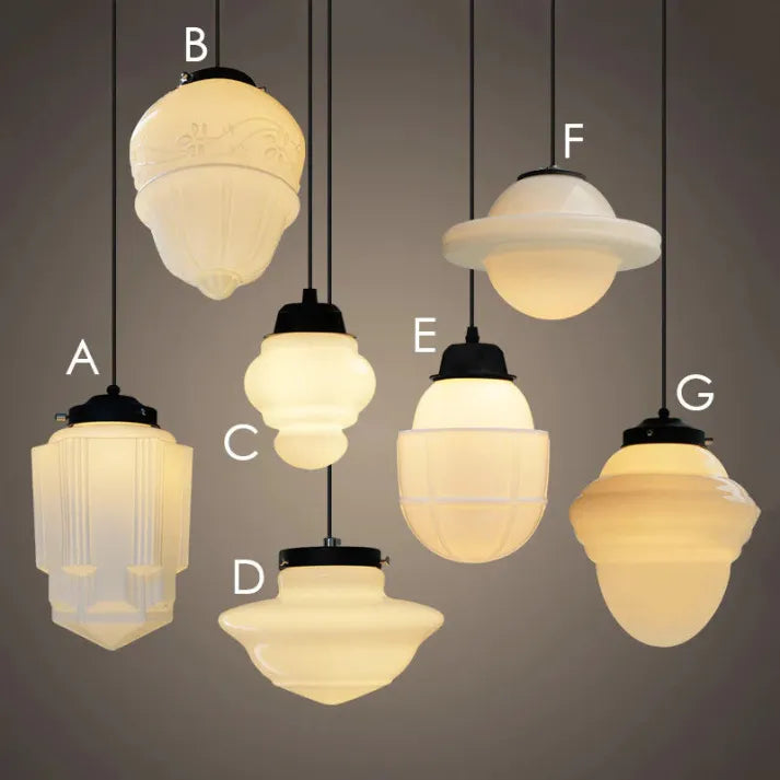 Vintage Geometric Hanging Lamp made of Matte Glass – Retro Pendant Light for Dining Room | Kalsten