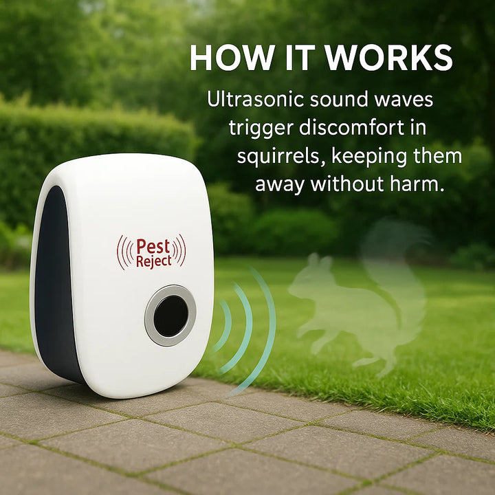 Kalsten | Ultrasonic Squirrel Repeller Device - Effective Pest Control to Deter Squirrels in 48 Hours for Gardens & Yards