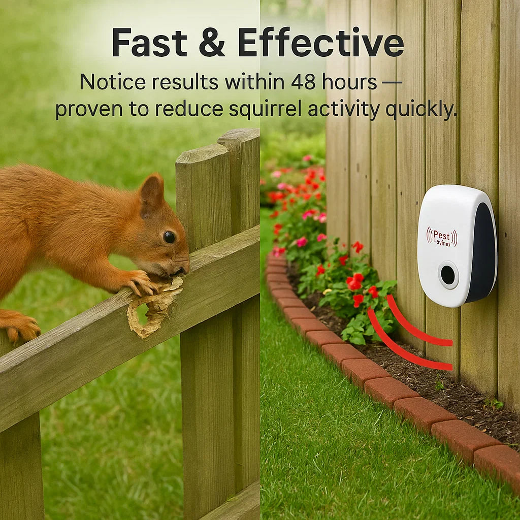 Kalsten | Ultrasonic Squirrel Repeller Device - Effective Pest Control to Deter Squirrels in 48 Hours for Gardens & Yards