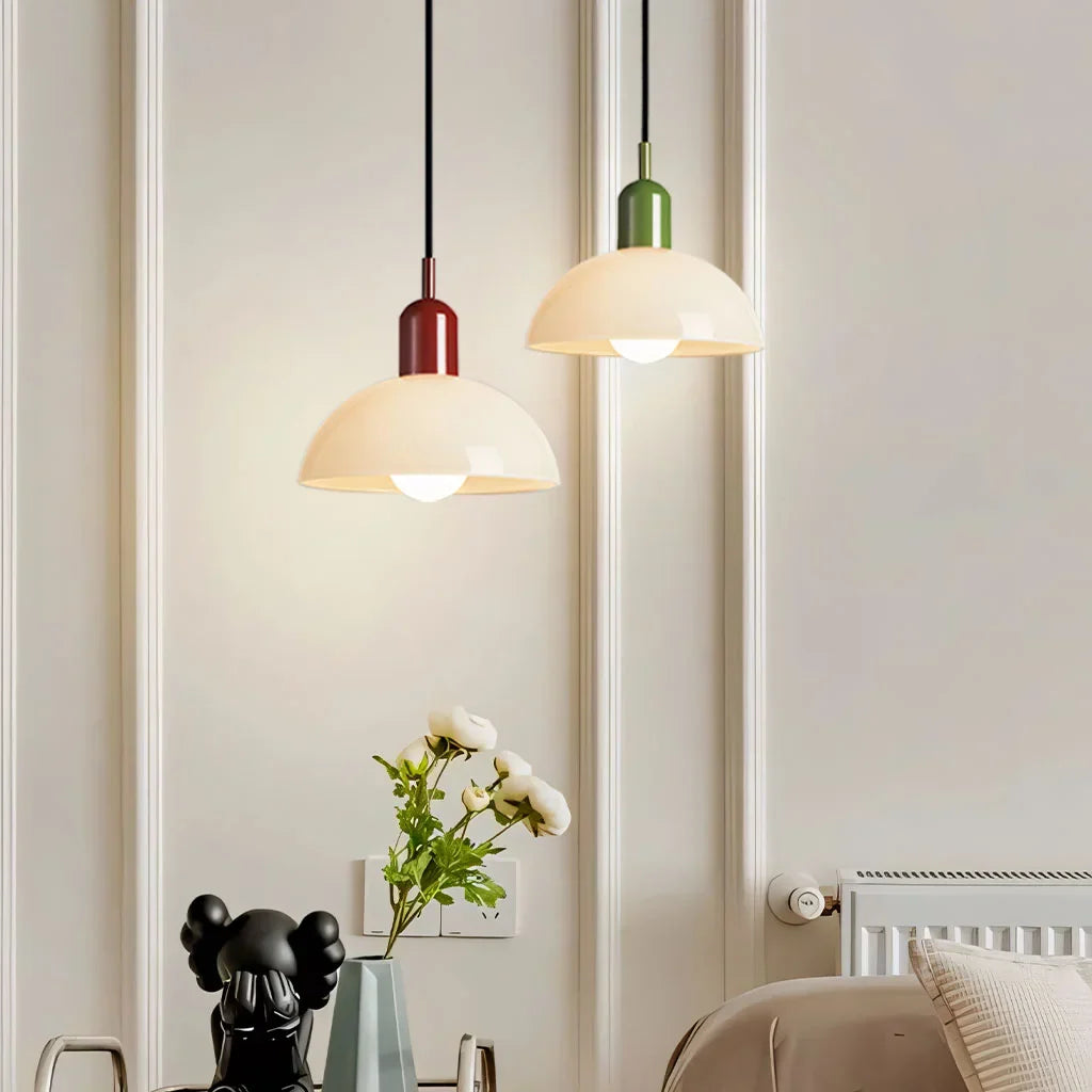 Pendant Light Glass 9.8 in and 11.8 in Colorful Bowl LED Ceiling Lamp for Living Room Dining Room Bedroom Modern Multi-Scene Lighting | Kalsten