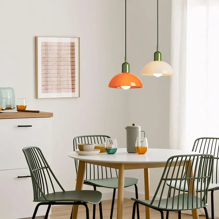 Pendant Light Glass 9.8 in and 11.8 in Colorful Bowl LED Ceiling Lamp for Living Room Dining Room Bedroom Modern Multi-Scene Lighting | Kalsten