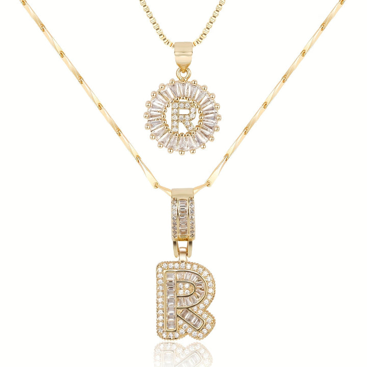 Kalsten | 2pc 14k Diamond Letter Initial Necklaces