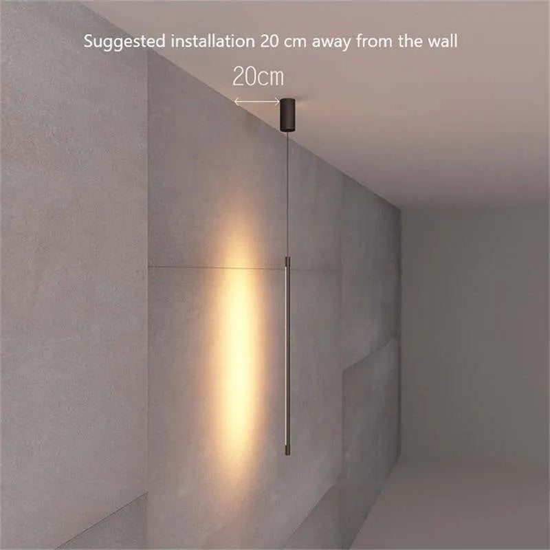Slim Black Metal Pendant Bedroom Lamp Noxord