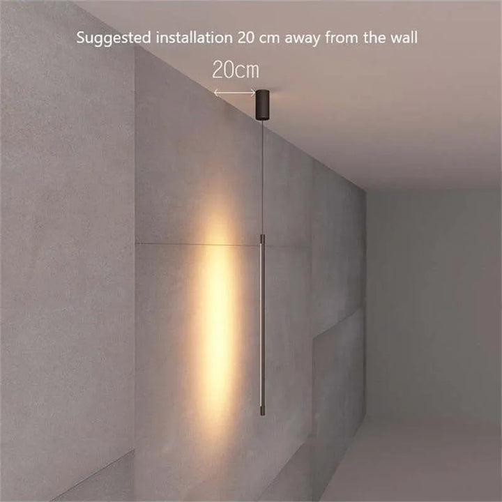 Slim Black Metal Pendant Bedroom Lamp Noxord