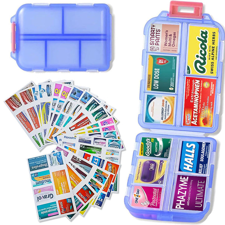 Kalsten | Travel Pill Organizer Box (161 Labels for Customization)
