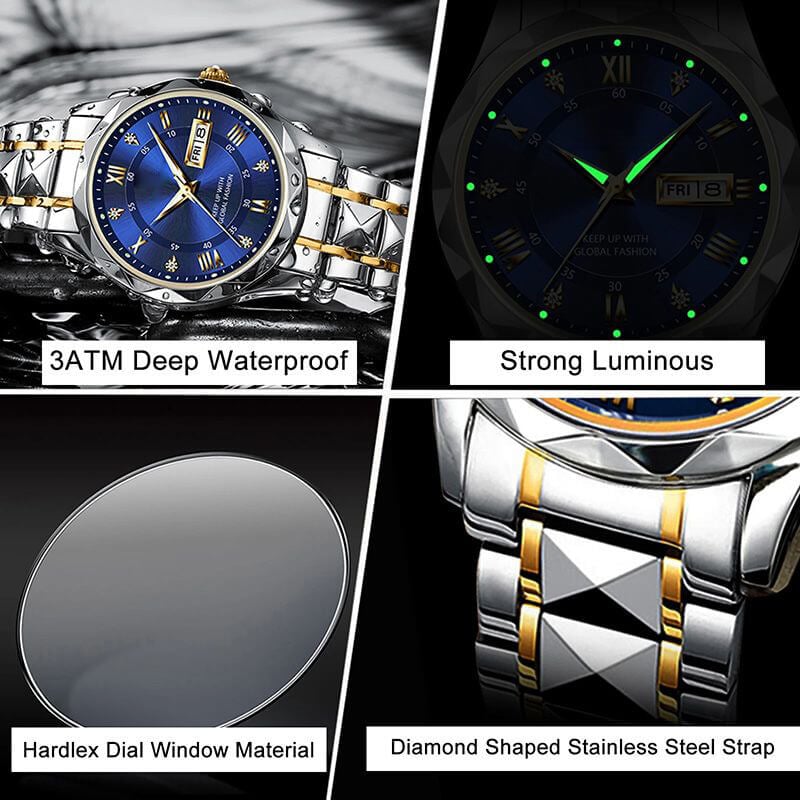 Kalsten | Waterproof Luminous Stainless Steel Two-tone Quartz Men's Watch