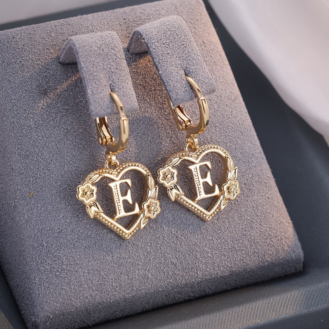 Kalsten | Dainty Initial Letter Heart Hoop Earrings