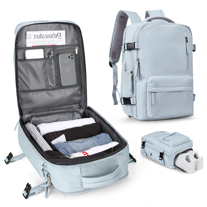 Kalsten | Travelliva Women's Travel Backpack 35 L | Waterproof & with USB Port | Anti-theft & Shoe Compartment | For Hiking, Daily Use & Travel
