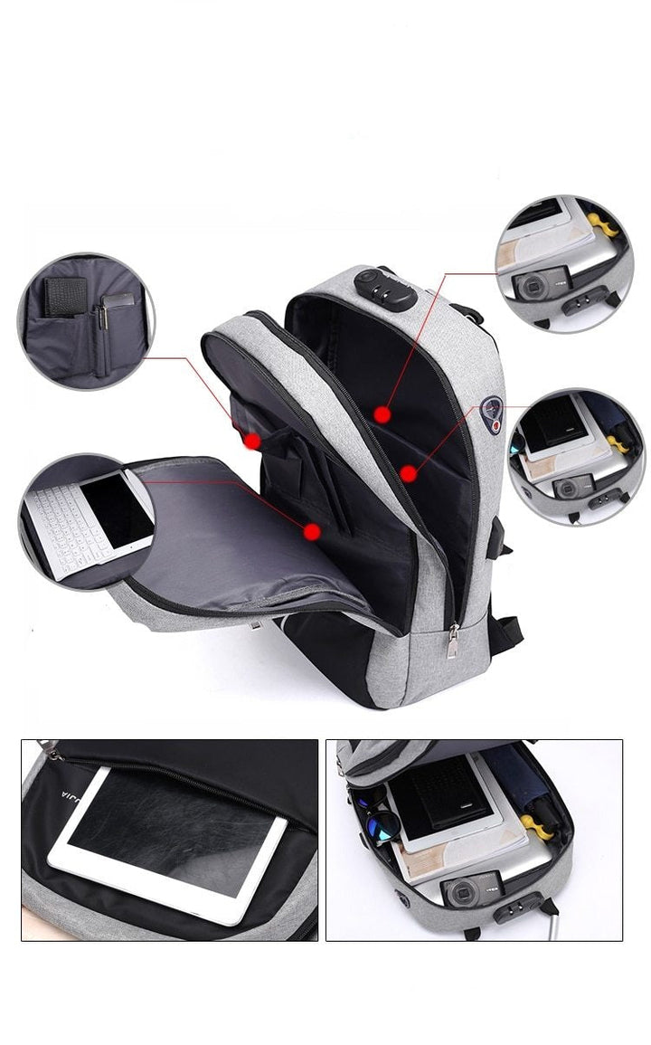 Water-Resistant Anti-Theft Laptop Backpack – Hidden Zipper Design with USB Charging | Kalsten
