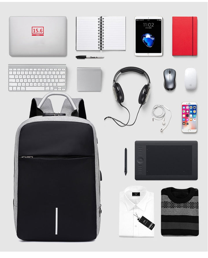 Water-Resistant Anti-Theft Laptop Backpack – Hidden Zipper Design with USB Charging | Kalsten