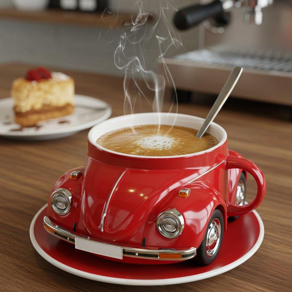 RetroAuto Ceramic Coffee Mug – Unique 3D Design for Coffee & Tea | Kalsten