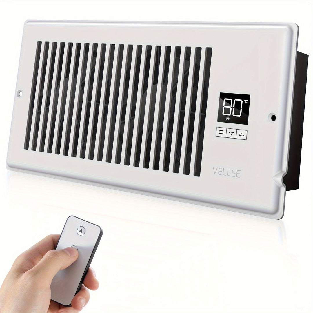 4" x 10" Smart Register Booster Fan – HVAC Building Supplies with Remote Control, Thermostat Control – Quiet Operation for Efficient Heating and Cooling | Kalsten
