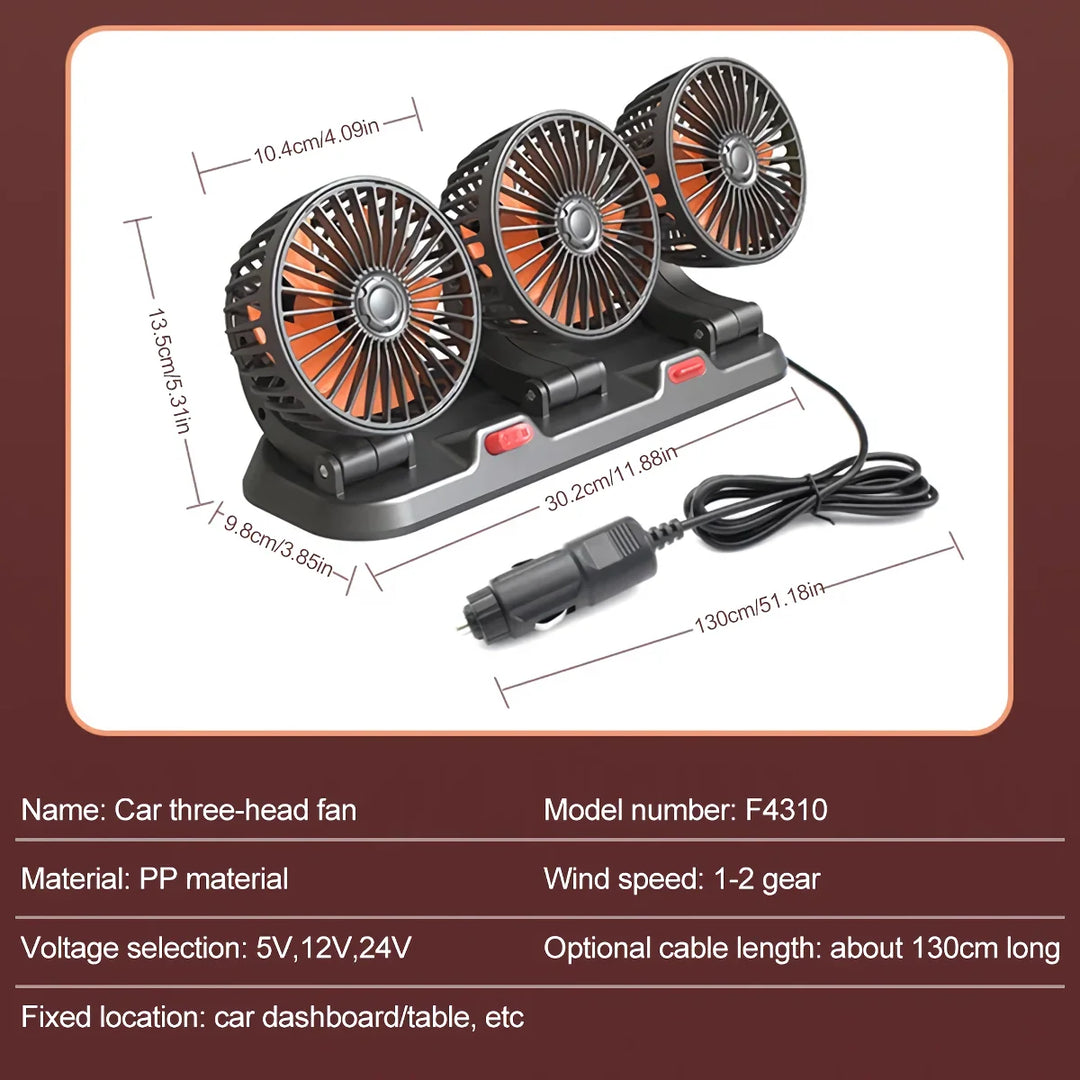 Adjustable 3-Head Electric Fan | Kalsten
