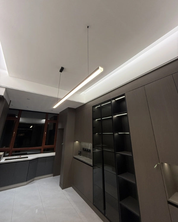 Linear Pendant Light Metal 39 in Adjustable Kitchen Island LED Warm White 3000K-6000K Modern Dining Room Hanging Lamp | Kalsten