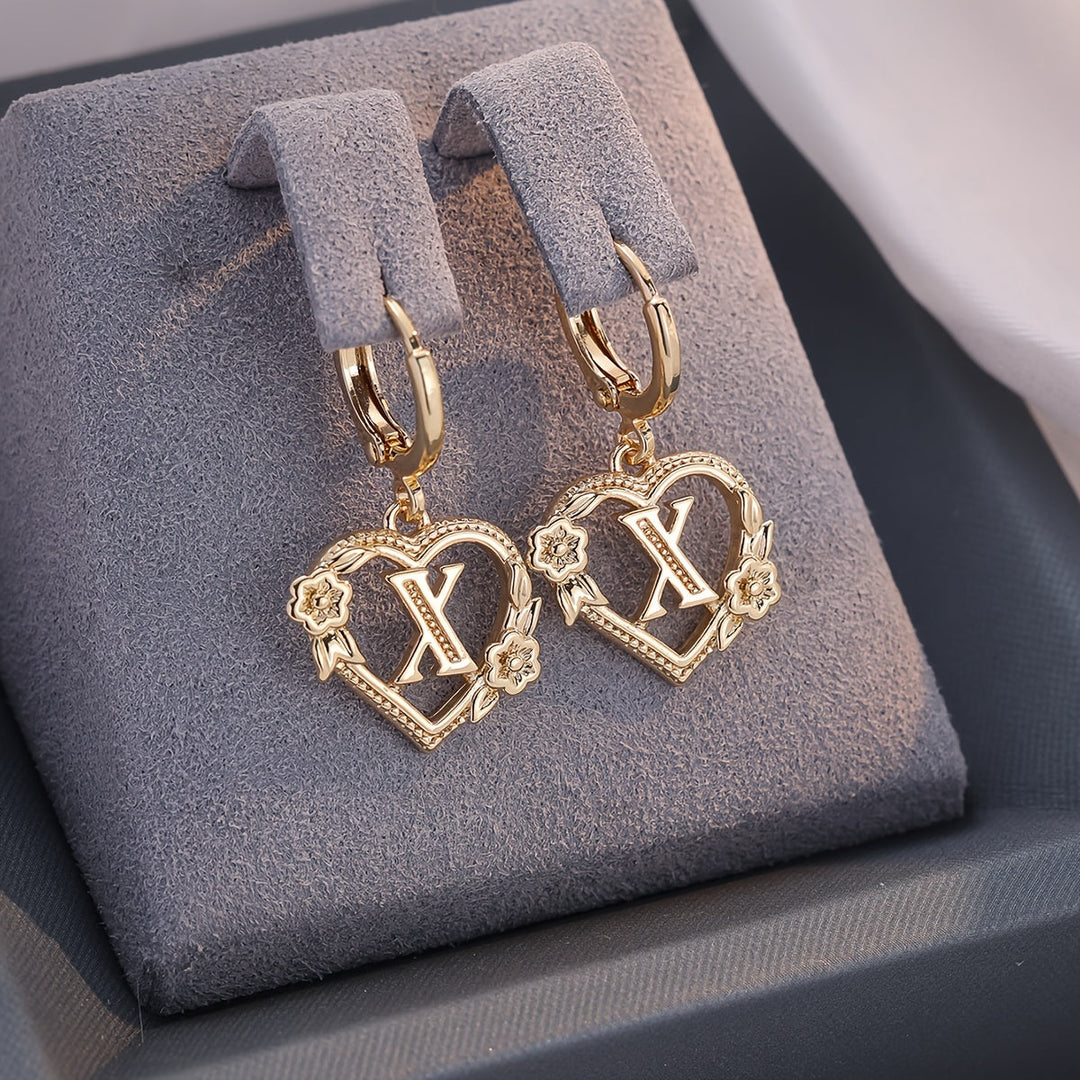 Kalsten | Dainty Initial Letter Heart Hoop Earrings