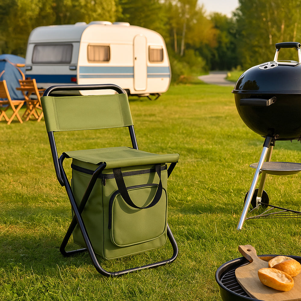 ChillPack Outdoor Chair – Foldable Camping Chair with Backrest and Integrated Cooler Bag | Kalsten
