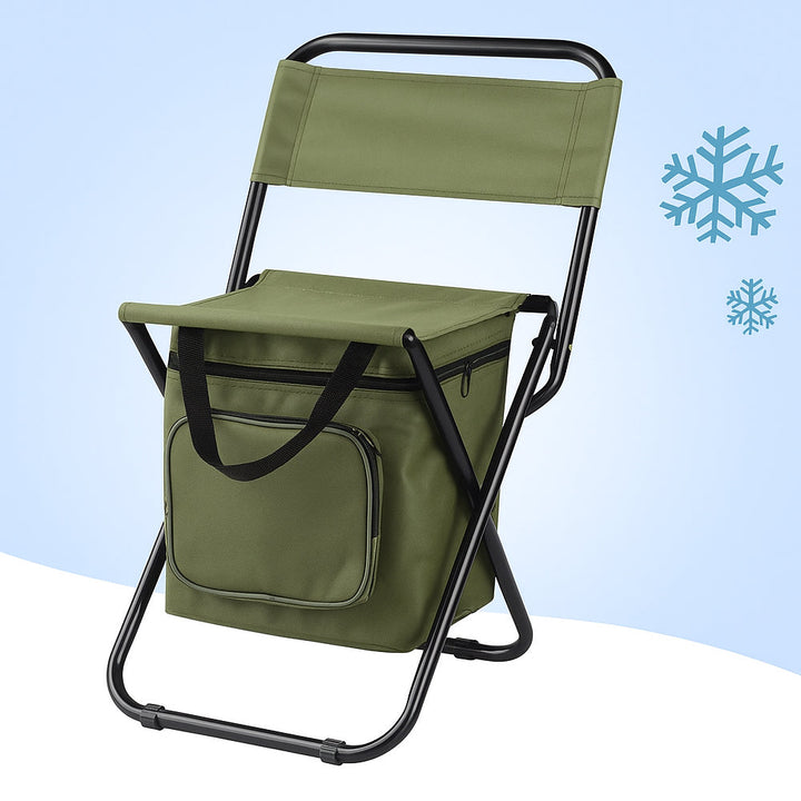Folding Camping Chair with Backrest and Cooler Bag – Green | Kalsten