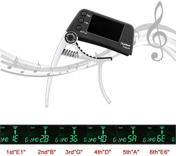 Kalsten | Capo & Tuner "TuneGrip" – 2-in-1 Guitar accessory with LCD screen