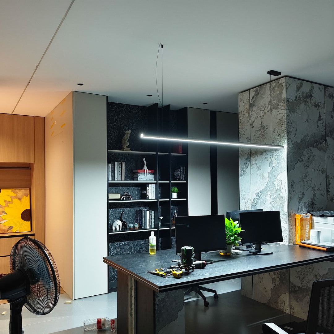 Linear Pendant Light Metal 39 in Adjustable Kitchen Island LED Warm White 3000K-6000K Modern Dining Room Hanging Lamp | Kalsten