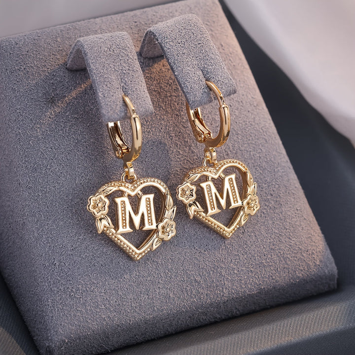 Kalsten | Dainty Initial Letter Heart Hoop Earrings