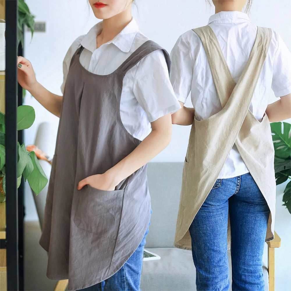 Cotton Crossback Apron with Pockets Noxord